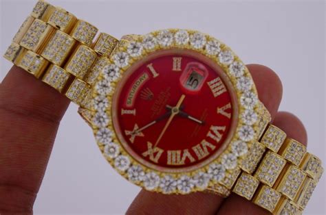 red face ice bezel rolex presidential replica|factory iced out rolex.